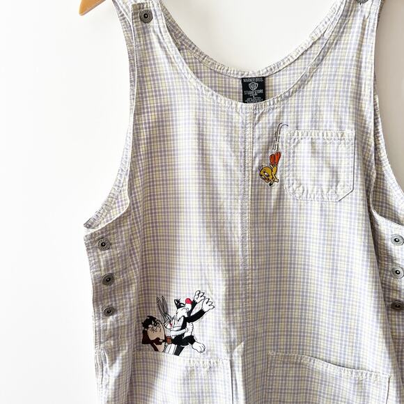 90s Vintage Looney Tunes Plaid Tank Dress Size Small - Picture 7 of 7
